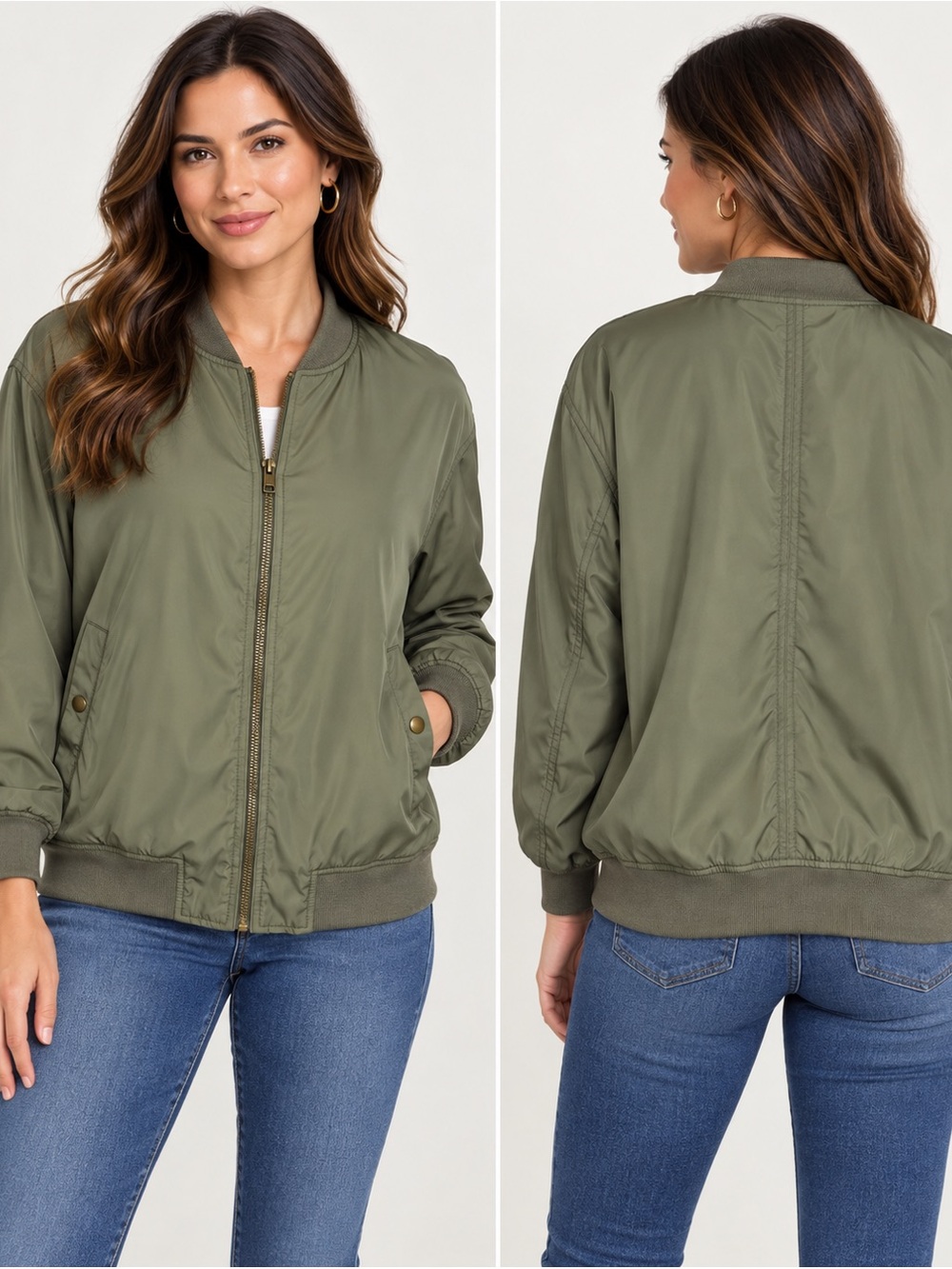 Who What Wear 2X Olive Green Bomber Jacket Full Zip Plus Size Utility
